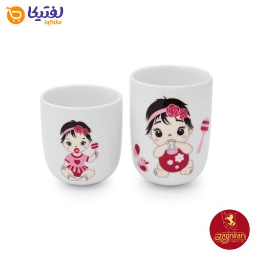 سرویس کودک چینی زرین طرح نیوبرن صورتی 5 پارچه با لیوان