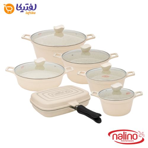 سرویس قابلمه گرانیتی دنیز Deniz نالینو 12 پارچه کرم