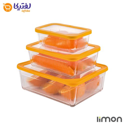 ست ظرف شیشه ای لیمون درب دار مستطیل 6 پارچه