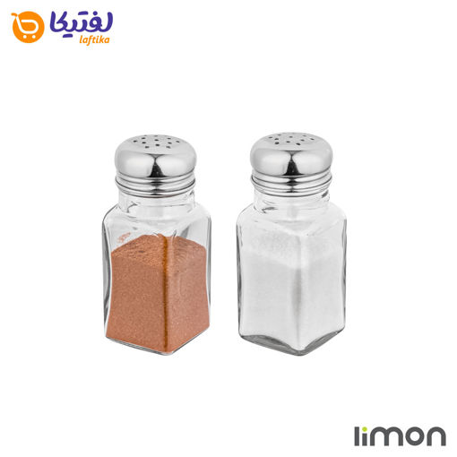 نمک پاش چهارگوش شیشه ای دو عددی درب استیل لیمون 2053