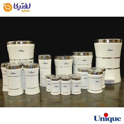 مشخصات سرویس 18 پارچه کمر باریک خطی سفید استیل یونیک