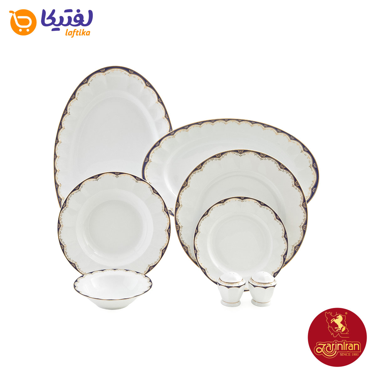 قیمت سرویس چینی زرین نئوکلاسیک طرح النور 12 نفره 103 پارچه