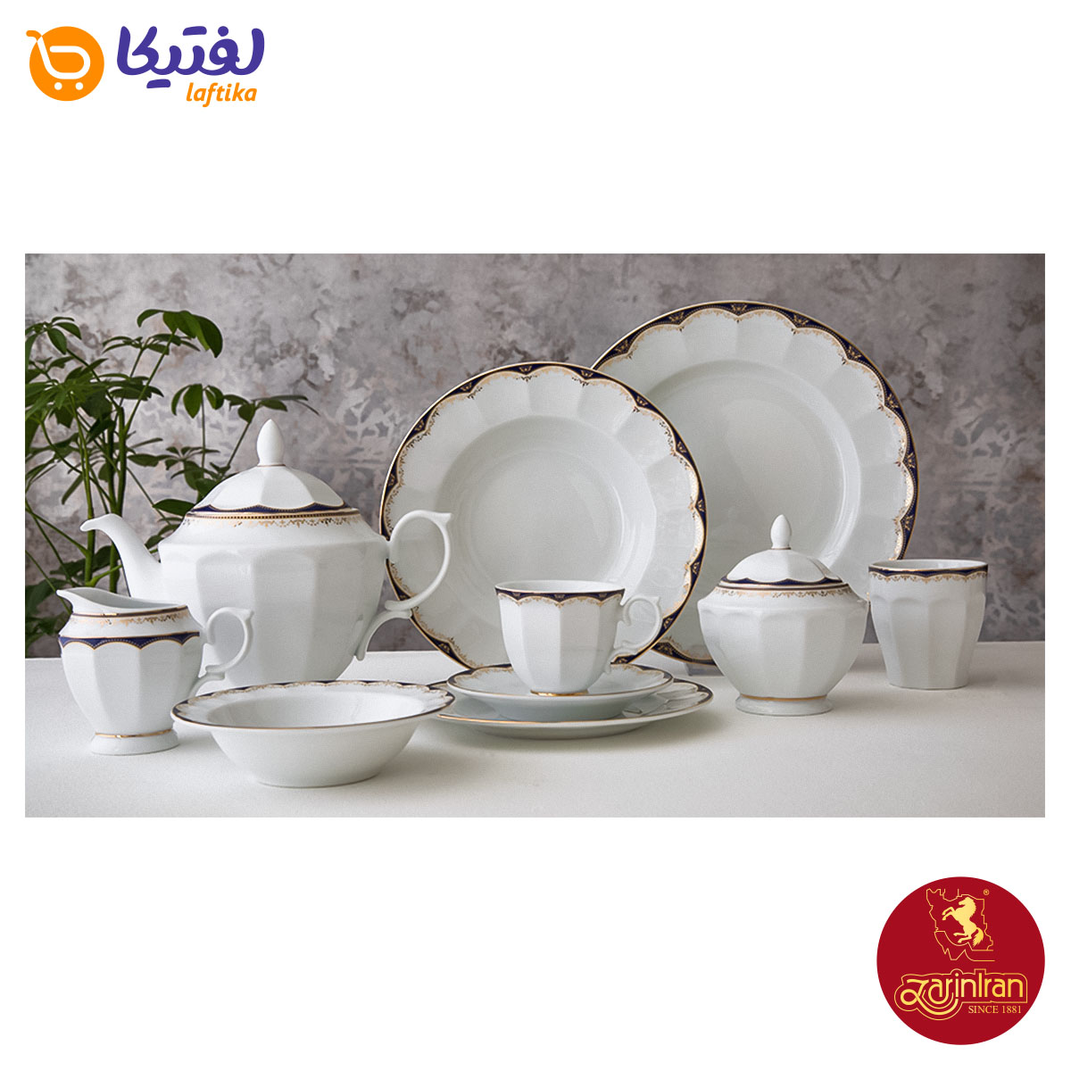اقلام سرویس چینی زرین نئوکلاسیک طرح النور 12 نفره 103 پارچه