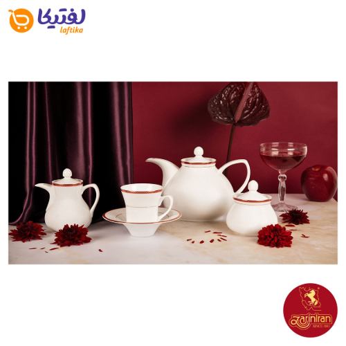چای خوری سرویس چینی زرین شهرزاد طرح سپینود ارغوانی 6 نفره 35 پارچه