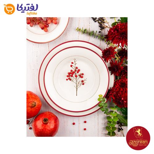 بشقاب سرویس چینی زرین شهرزاد طرح سپینود ارغوانی 6 نفره 35 پارچه