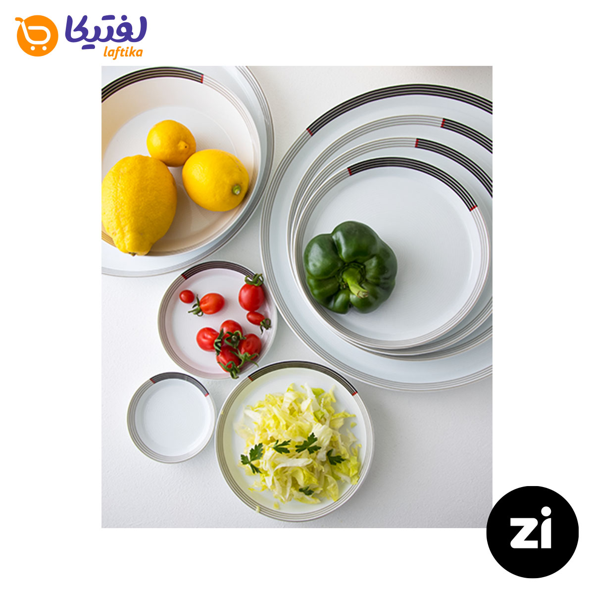 بشقاب تخت چینی زرین (Zi) فرم اس وگاس قرمز سایز 24