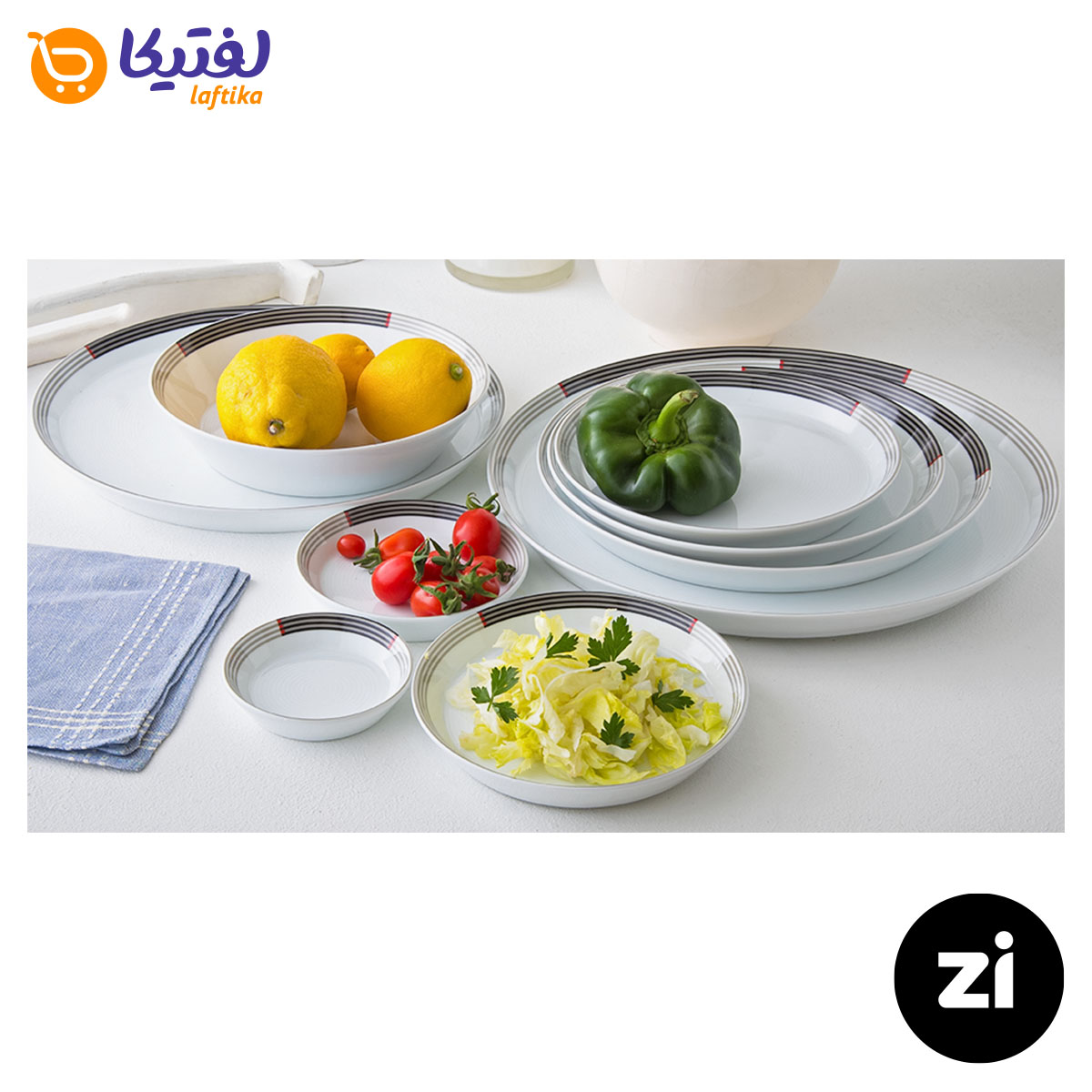 بشقاب تخت چینی زرین (Zi) فرم اس وگاس قرمز سایز 24