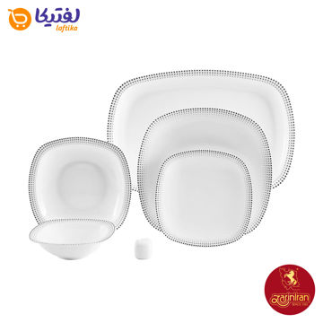 سرویس چینی زرین کواترو طرح مون بلان مشکی 6 نفره 27 پارچه