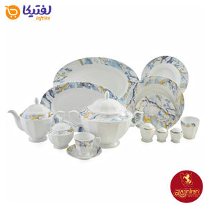 سرویس چینی زرین با کیفیت نئوکلاسیک طرح گلداستون 12 نفره 103 پارچه