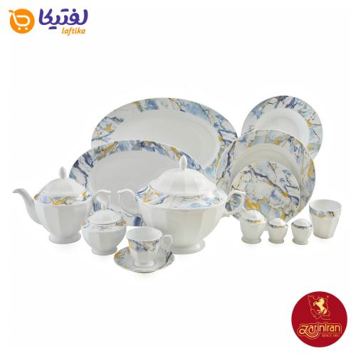 سرویس چینی زرین با کیفیت نئوکلاسیک طرح گلداستون 12 نفره 103 پارچه