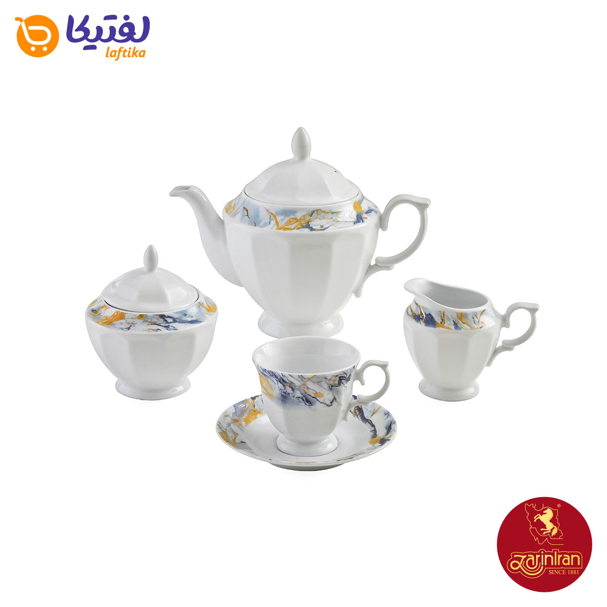خرید سرویس چینی زرین نئوکلاسیک طرح گلداستون 12 نفره 103 پارچه