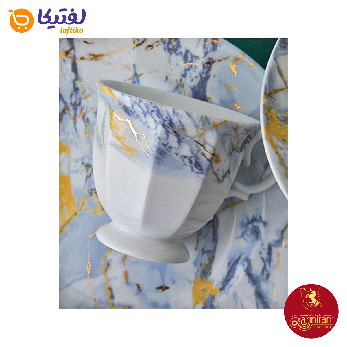 فنجان سرویس چینی زرین نئوکلاسیک طرح گلداستون 12 نفره 103 پارچه