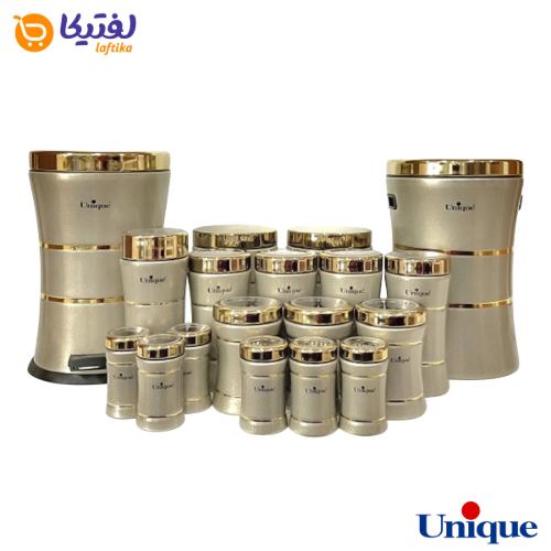 سرویس آشپزخانه یونیک ۱۸ پارچه کمر باریک خطی زیتونی براق UN-4671