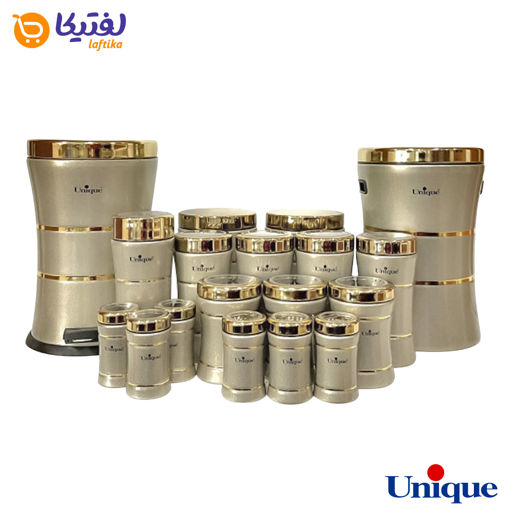 سرویس آشپزخانه یونیک ۱۸ پارچه کمر باریک خطی زیتونی براق UN-4671