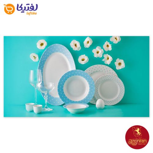سرویس چینی زرین ایتالیا اف اسپاتی آبی 6 نفره 28 پارچه