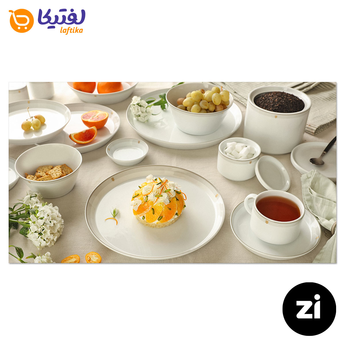 بشقاب تخت چینی زرین (Zi) فرم اس اپرا سایز 24