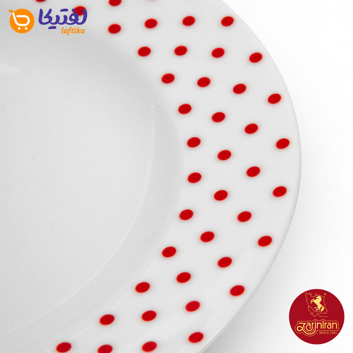 بشقاب پیش دستی چینی زرین ایتالیا اف طرح اسپاتی قرمز 6 عددی سایز 19