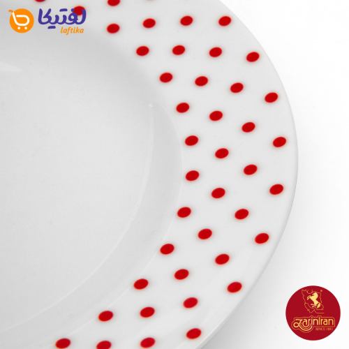 بشقاب پیش دستی چینی زرین ایتالیا اف طرح اسپاتی قرمز 6 عددی سایز 19