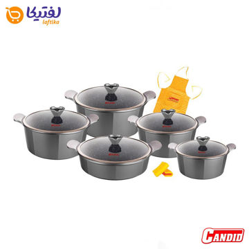 سرویس قابلمه بایوگرانیت 10 پارچه کاندید مدل اسکار رنگ دودی