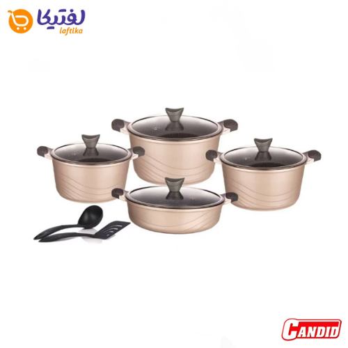 خرید سرویس قابلمه گرانیتی 10 پارچه کاندید مدل اوشن رنگ بژ