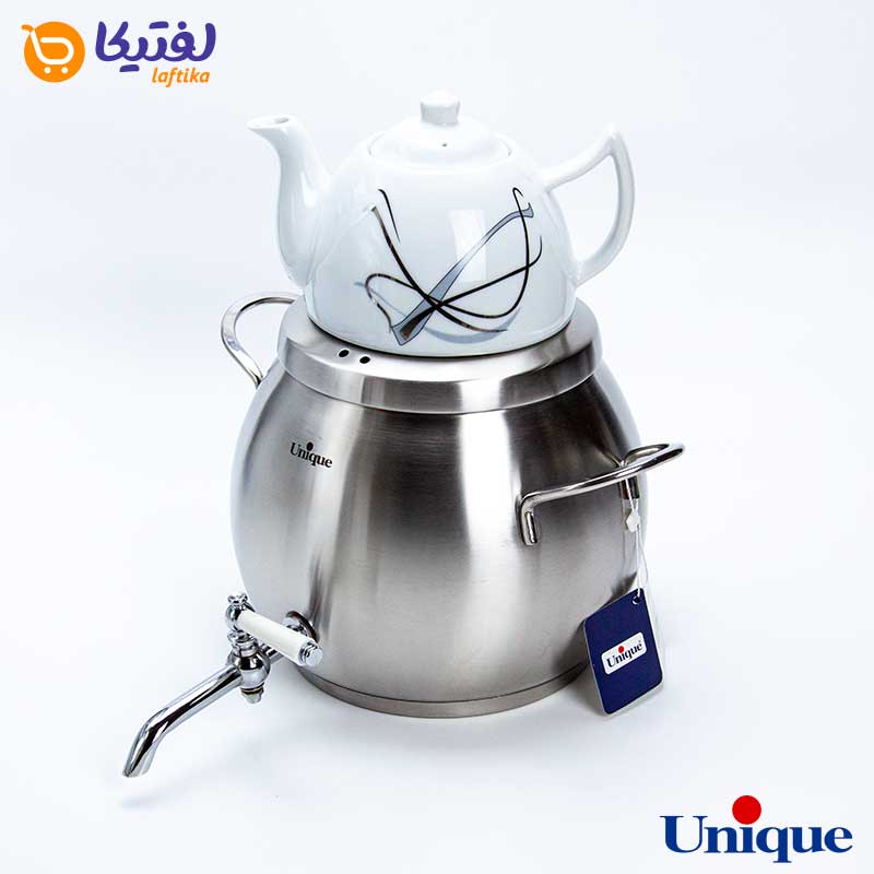 کتری شیردار و قوری 5.5 لیتر استیل یونیک UN-7207 طرح پاپیون