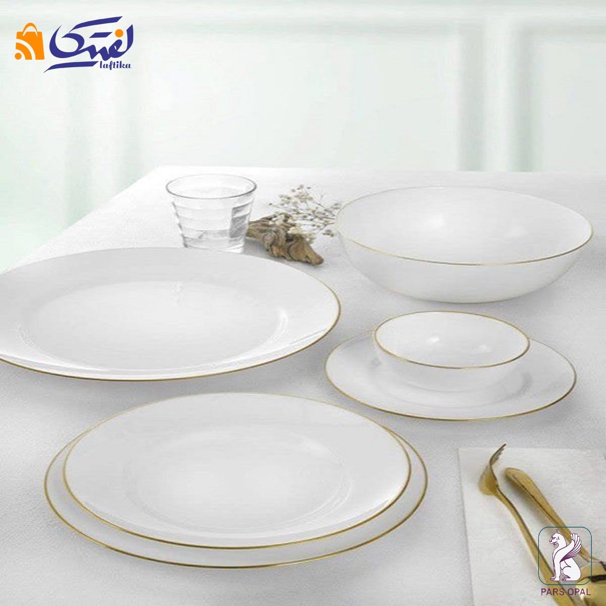 خرید سرویس 28 پارچه پارس اپال مدل لب طلا