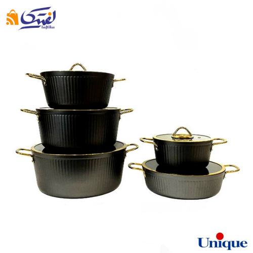 خرید سرویس قابلمه یونیک فلورانس مشکی 10 پارچه UN-8401
