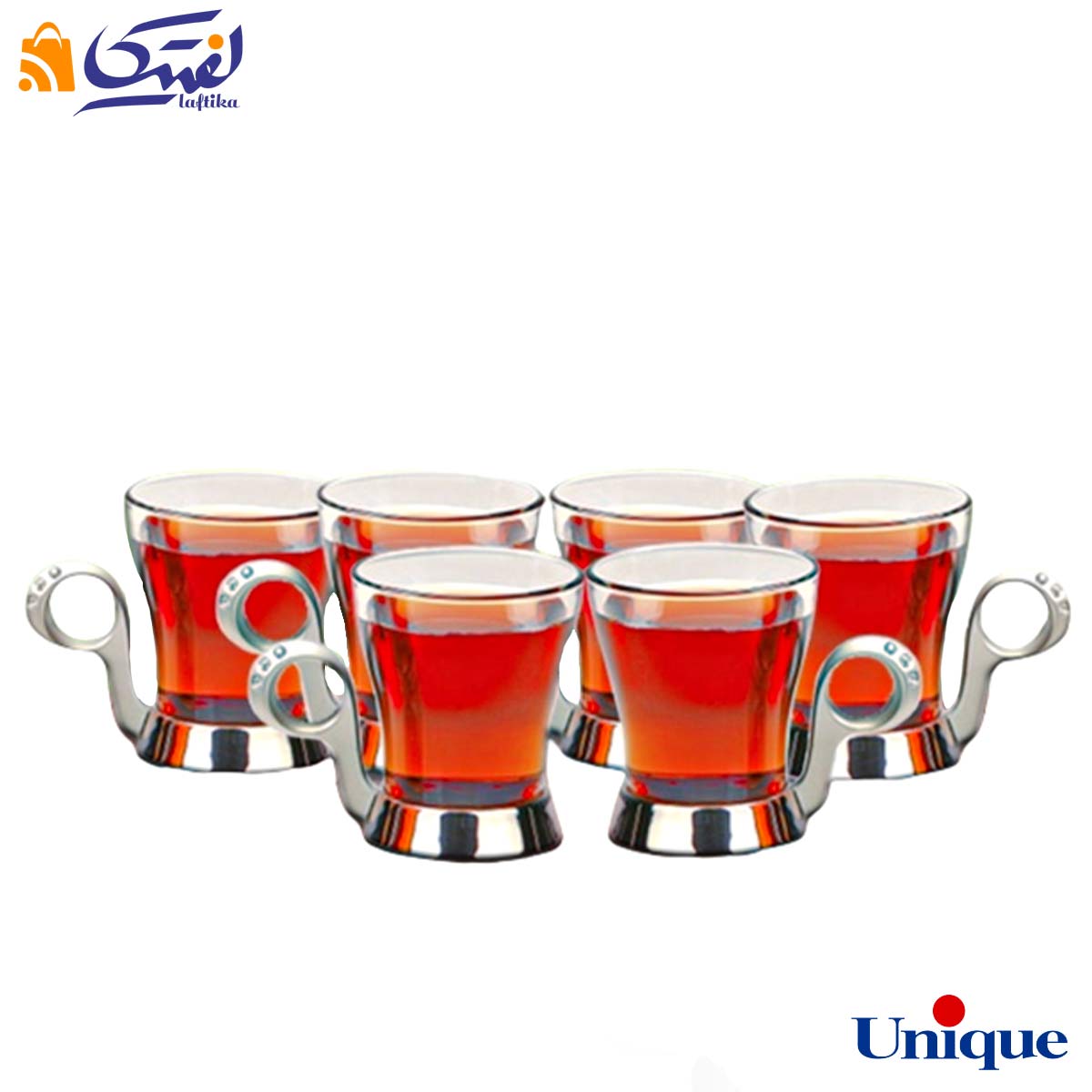 ست چای خوری نگین دار نقره ای یونیک UN-3697