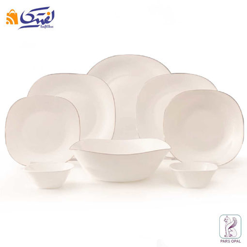 سرویس لب طلا مربع پارس اپال 6 نفره 28 پارچه