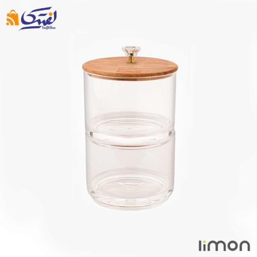 ظرف شیشه ای لیمون 2 طبقه درب چوبی با تضمین بهترین کیفیت