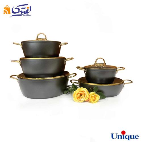 بهترین قیمت سرویس قابلمه UN-8335 یونیک طوسی 10 پارچه