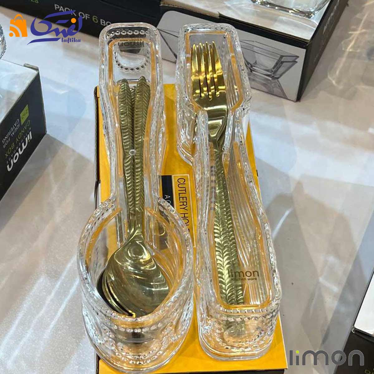 جا قاشق و چنگال اکرولیک دربدار لیمون 6260