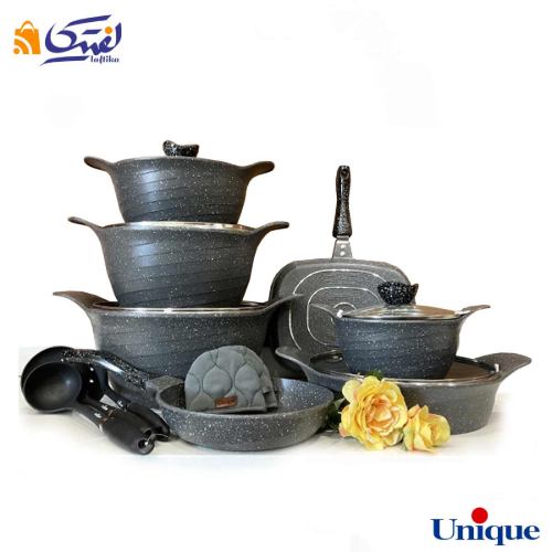 خرید سرویس قابلمه 16 پارچه طوسی گرانیتی رز UN-7759