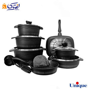 سرویس قابلمه با کیفیت گرانیتی یونیک 16 پارچه بلا مشکی UN-8899