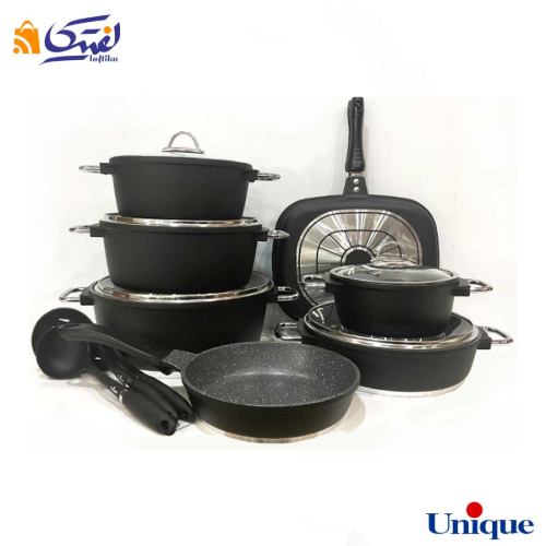 سرویس قابلمه یونیک مونیخ مشکی 16 پارچه با کیفیت برتر
