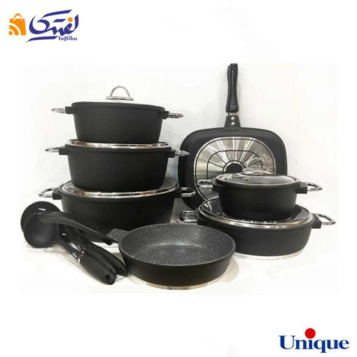 سرویس قابلمه مونیخ مشکی یونیک 16 پارچه UN-7646