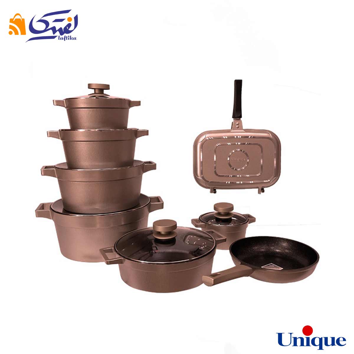 خرید قسطی سرویس قابلمه دیاموند رزگلد یونیک UN-8525