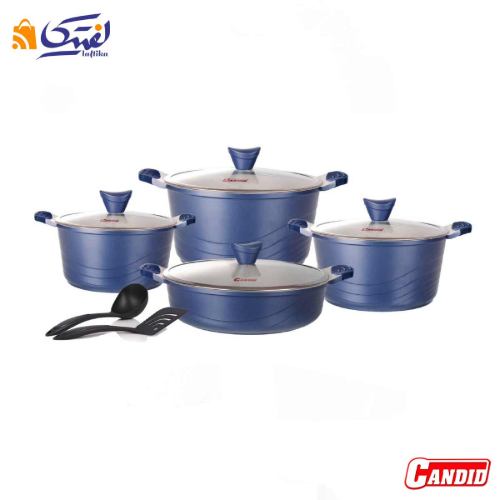 خرید سرویس قابلمه گرانیتی 10 پارچه کاندید مدل اوشن رنگ سرمه ای