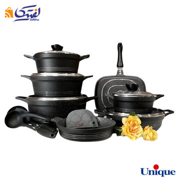 سرویس قابلمه 16 پارچه گرانیتی یونیک مدل کلاسیک مشکی با بهترین کارایی برای مصارف روزمره