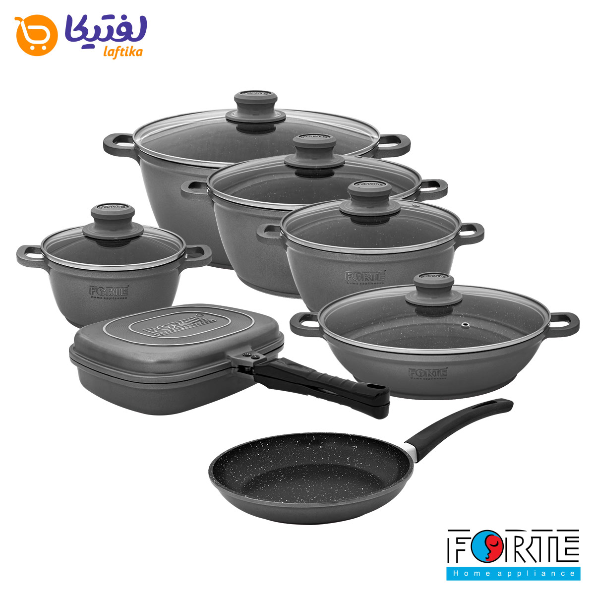 سرویس قابلمه گرانیتی 14 پارچه فورته Forte مدل پریما طوسی