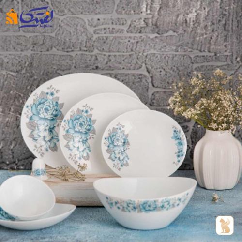 سرویس آرکوپال با کیفیت 28 پارچه پارس اپال طرح مانیسا آبی کد 265