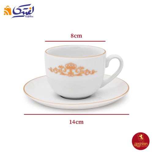 سرویس چای خوری چینی زرین ایتالیا اف طرح کوئین طلایی 12 پارچه