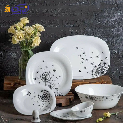 سرویس آرکوپال 28 پارچه پارس اپال طرح فایبر کد 840 قالب مربع