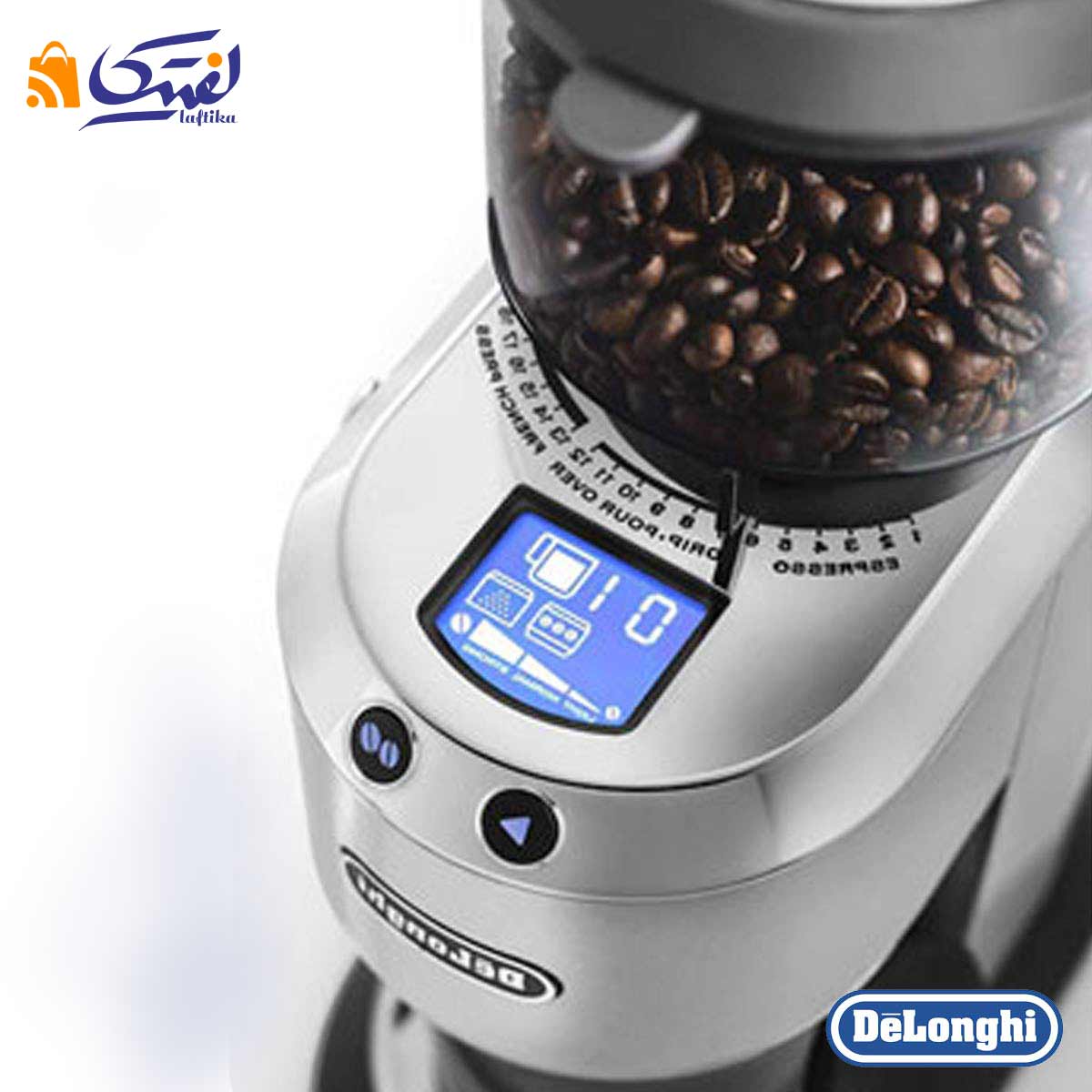 صفحه نمایش آسیاب قهوه دلونگی مدل KG521.M