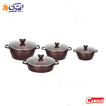 سرویس قابلمه گرانیتی 8 پارچه کاندید مدل ورونا رنگ زرشکی