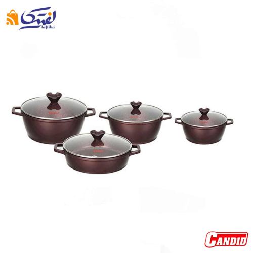 سرویس قابلمه گرانیتی 8 پارچه کاندید مدل ورونا رنگ زرشکی