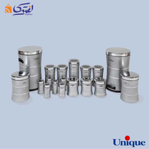 سرویس 18 پارچه کمر باریک خطی نقره ای استیل یونیک UN-4591