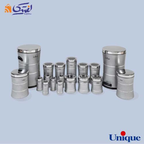 سرویس 18 پارچه کمر باریک خطی نقره ای استیل یونیک UN-4591