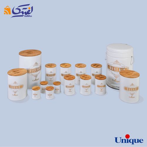 سرویس آشپزخانه یونیک 15 پارچه سفید یخچالی درب بامبو UN-8054