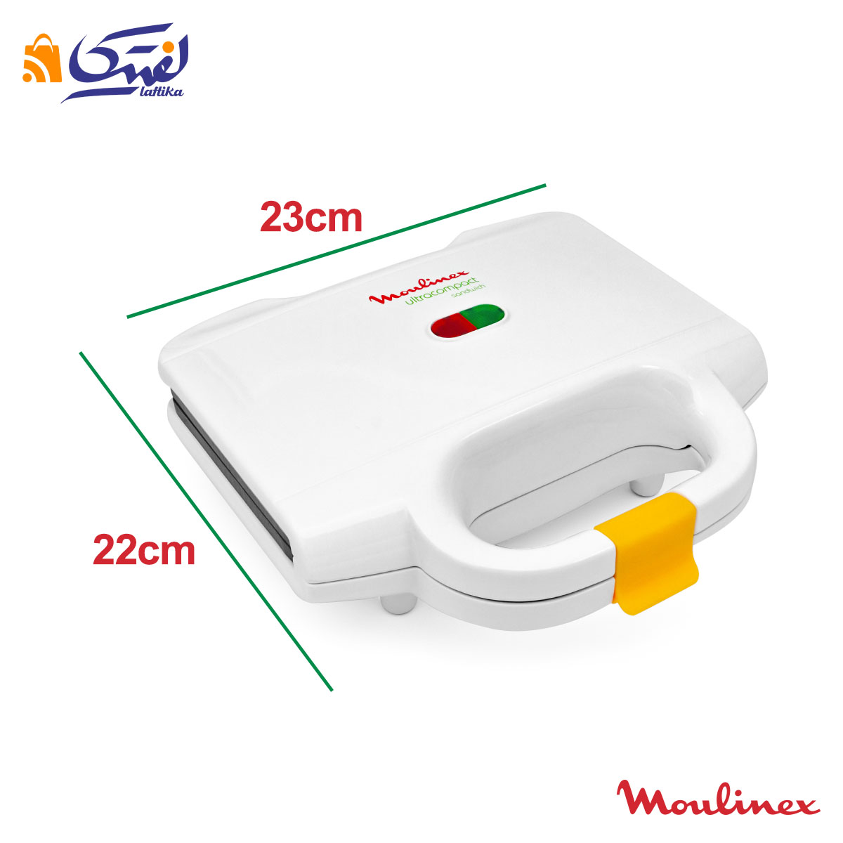 اندازه های ساندویچ ساز مولینکس مدل SM1540 با صفحه اسنک